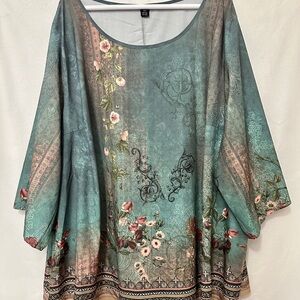 SHEIN Teal Floral Tunic Top